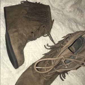 Suede fringe bootie bundle- Black and Beige